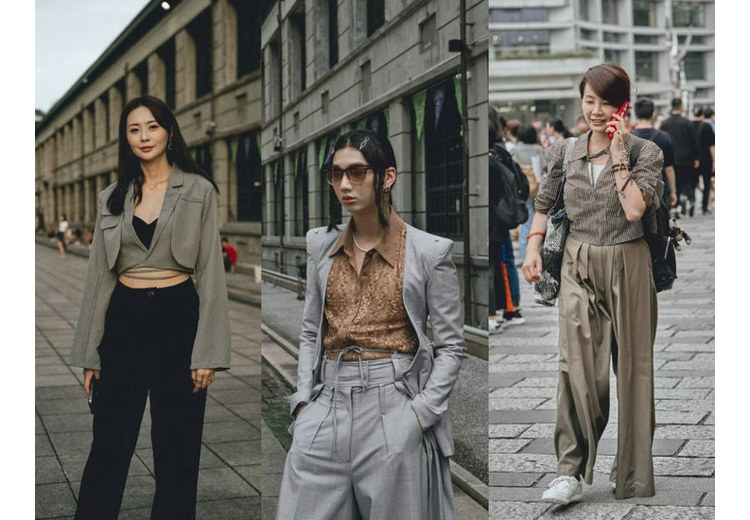 Phong cách đường phố Đài Loan mùa thu với blazer, sơ mi và quần ống rộng tông trung tính